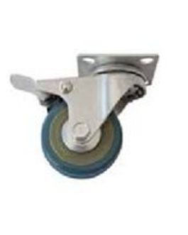 RUEDA GRIS C/BASE Y FRENO 100mm (4″)